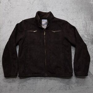 Brave Soul Jacket Mens XL Brown Sherpa Lined Faux Suede‎ Full Zip Chest Pockets